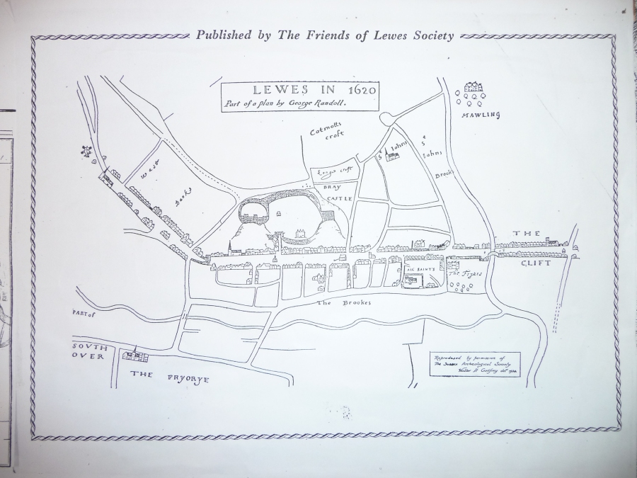 Lewes map 1620 - drawn by George Randoll